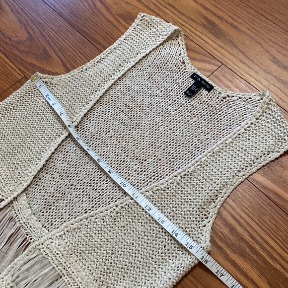 Fang women’s crochet boho open vest with fringe beige color size S - Picture 7 of 12
